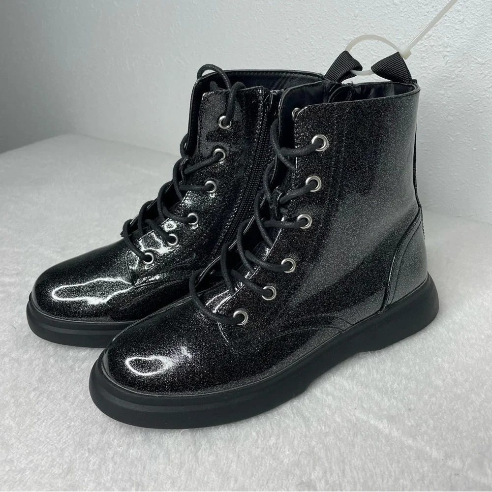 New DV by Dolce Vita Girl’s Colada Black Sparkle Ankle Boot size 5